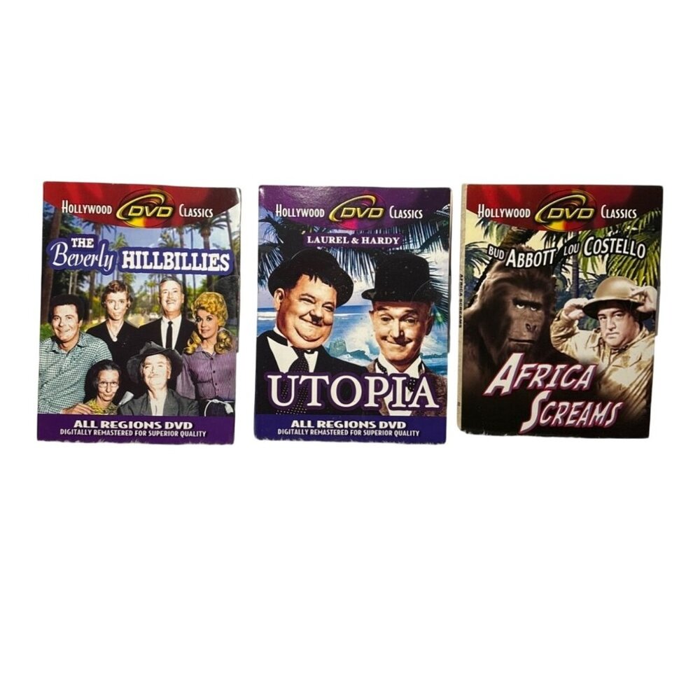 Comedy DVD Lot of 3 The Beverly Hillbillie Laurel & Hardy Utopia Abbott Costello